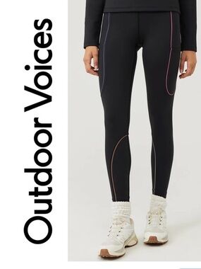 Outdoor Voices Black High-Waist Performance Leggings in medium